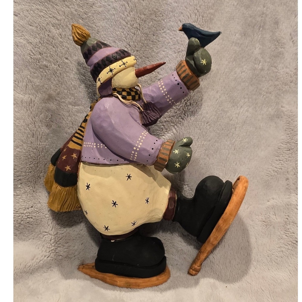 Williraye Studio Snowman with Bluebird on Snowshoes Figurine WW2281 1999‎